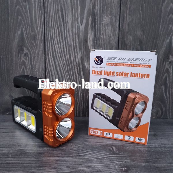 Ручной аварийный фонарь A-7702B на солнечной батарее с Power Bank  зарядка USB